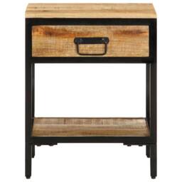 Berkfield Home Modern Bedside Cabinet 40x35x50 cm Solid Wood Rough Mango in Brown - Size: 40 x 35 x 50 cm - thumbnail 5