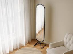 Vente-unique Freestanding Metal Swivel Mirror - L40 X H169 Cm - Black - ASATU - thumbnail 3