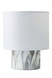 ValueLights Melanie White Marble Effect Table Lamp with White Linen Lamp Shade in Off-White - thumbnail 6