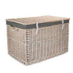 Red Hamper Wicker Large White Wash Finish Storage Basket in Grey - thumbnail 2