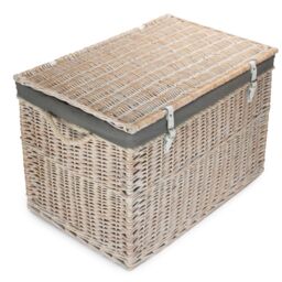 Red Hamper Wicker Large White Wash Finish Storage Basket in Grey - thumbnail 3