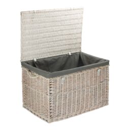 Red Hamper Wicker Large White Wash Finish Storage Basket in Grey - thumbnail 4