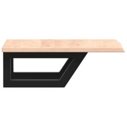 Berkfield Home Basin Shelf Wall Mounted Steel & Solid Wood Oak in Brown - thumbnail 5