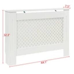 Havendro Radiator Cover Diamond Style Wood Wall Cabinet MDF Slats, M in White - thumbnail 2
