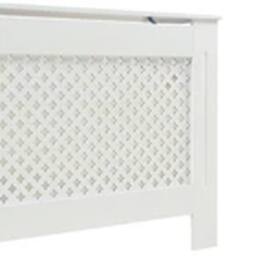 Havendro Radiator Cover Diamond Style Wood Wall Cabinet MDF Slats, M in White - thumbnail 3