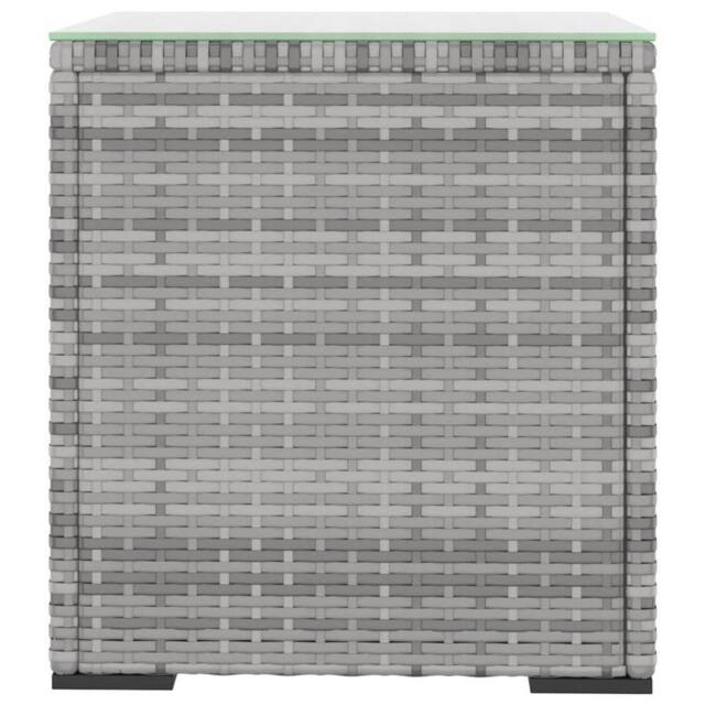 Berkfield Home Side Table Grey 40x37x40.5 cm Poly Rattan & Tempered Glass - image 1