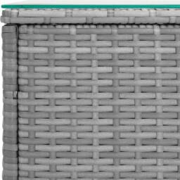 Berkfield Home Side Table Grey 40x37x40.5 cm Poly Rattan & Tempered Glass - thumbnail 4
