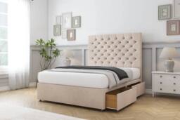 "Sloomy Mayfair Naples Divan Bed Base 2 Drawers Foot-End - 54"" Headboard in Light Sand - Size: Small Double" - thumbnail 4