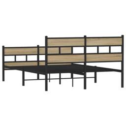 Berkfield Home Metal Bed Frame without Mattress Sonoma Oak 135x190 cm Double in Natural - thumbnail 6