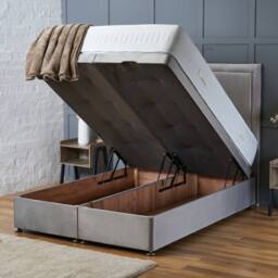 "BSSPOKE Ella Ottoman Divan Bed Plush Velvet 54"" Headboard & Mattress in Taupe - Size: Single" - thumbnail 5