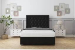"Comfort Beds Rio Plush Divan Base No Drawers - 54"" Headboard in Black - Size: Small Single" - thumbnail 1