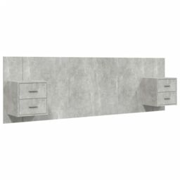 Berkfield Home Bed Headboard with Cabinets Concrete Grey Engineered Wood - thumbnail 2