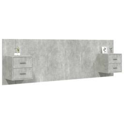 Berkfield Home Bed Headboard with Cabinets Concrete Grey Engineered Wood - thumbnail 3