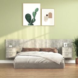 Berkfield Home Bed Headboard with Cabinets Concrete Grey Engineered Wood