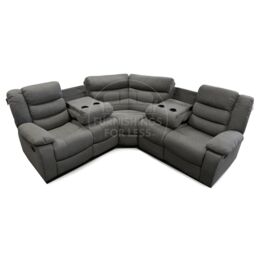Furnishings For Less UK Manhattan Grey Fabric Reclining Corner Sofa 5 Seater Manual Recliner Comfortable Padded Arms - thumbnail 3