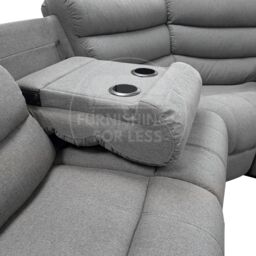 Furnishings For Less UK Manhattan Grey Fabric Reclining Corner Sofa 5 Seater Manual Recliner Comfortable Padded Arms - thumbnail 2