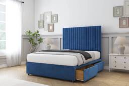 "Comfort Beds Denver Plush Divan Base 2 Drawers - 26"" Headboard in Navy - Size: Single" - thumbnail 1