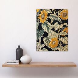 "Artery8 Sunflowers with Leafy Stalks Painting Floral Wall Art Print in Green - Size: W24"" x H32""" - thumbnail 4