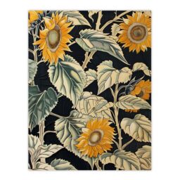 "Artery8 Sunflowers with Leafy Stalks Painting Floral Wall Art Print in Green - Size: W24"" x H32""" - thumbnail 1