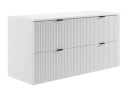Vente-unique Striped Wall-Hung Bathroom Vanity Unit With Square Countertop Basin in White - thumbnail 8
