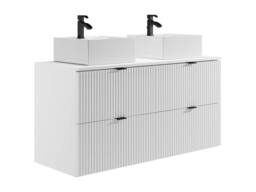 Vente-unique Striped Wall-Hung Bathroom Vanity Unit With Square Countertop Basin in White - thumbnail 6