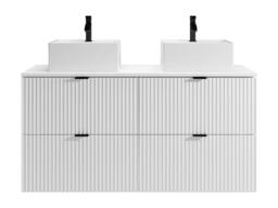 Vente-unique Striped Wall-Hung Bathroom Vanity Unit With Square Countertop Basin in White - thumbnail 5