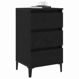 Berkfield Home Bedside Cabinet with Metal Leg Black Oak 40x35x69 cm - Size: 40 x 35 x 69 cm - thumbnail 3