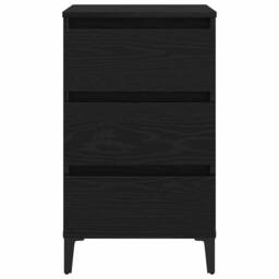 Berkfield Home Bedside Cabinet with Metal Leg Black Oak 40x35x69 cm - Size: 40 x 35 x 69 cm - thumbnail 6