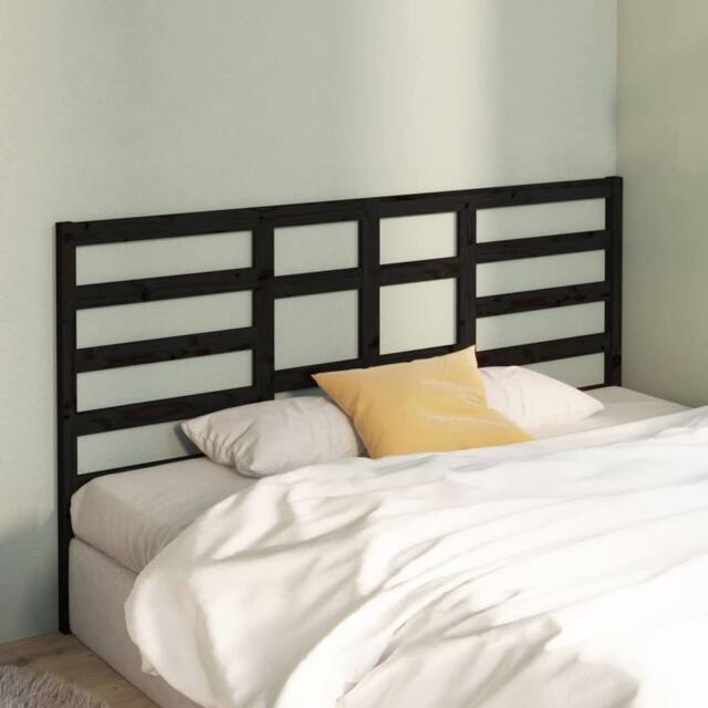 Berkfield Home Beautiful Bed Headboard Black 206x4x104 cm Solid Wood Pine - Size: 206 x 4 x 104 cm - image 1