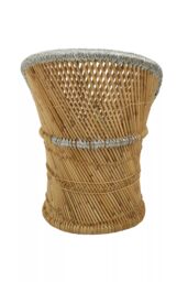 Orsina Comfortable Natural & Grey Chair & Stool, Handwoven Rattan Design Armchair, Bamboo Chair - thumbnail 6
