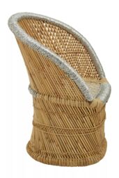 Orsina Comfortable Natural & Grey Chair & Stool, Handwoven Rattan Design Armchair, Bamboo Chair - thumbnail 4