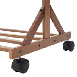EONLION Wooden Clothes Rail With Wheels Hanging Rack Garment in Brown - Size: 500mm - thumbnail 3