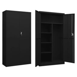 Berkfield Home Locker Cabinet Black 90x40x180 cm Steel - Size: 90 x 40 x 180 cm - thumbnail 1
