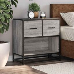 Berkfield Home Bedside Cabinet Grey Sonoma 60x31x60 cm Engineered Wood & Metal - Size: 60 x 31 x 60 cm - thumbnail 4
