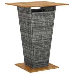 Berkfield Home Table Bar Table Grey 80x80x110 cm Poly Rattan & Solid Acacia Wood - Size: 80 x 80 x 110 cm - thumbnail 2