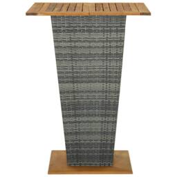 Berkfield Home Table Bar Table Grey 80x80x110 cm Poly Rattan & Solid Acacia Wood - Size: 80 x 80 x 110 cm - thumbnail 1