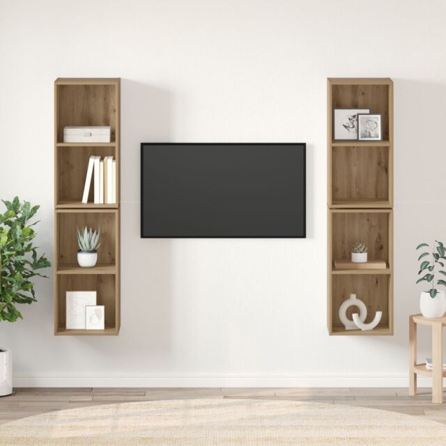 Berkfield Home Wall TV Cabinet with Shelf with Storage 4 pcs Artisan oak 37 x 37 x 72 cm in Brown - image 1