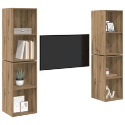 Berkfield Home Wall TV Cabinet with Shelf with Storage 4 pcs Artisan oak 37 x 37 x 72 cm in Brown - thumbnail 3