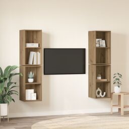 Berkfield Home Wall TV Cabinet with Shelf with Storage 4 pcs Artisan oak 37 x 37 x 72 cm in Brown - thumbnail 4