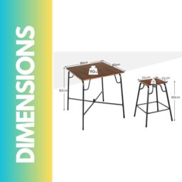 FURNOS 5-Piece Dining Table & Stool Set Kitchen Living Room Industrial in Brown - thumbnail 5