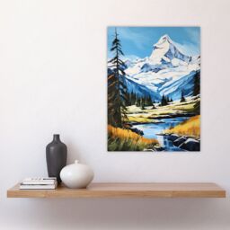 Artery8 Swiss Alps Oil Painting Switzerland Snow Capped Peaks & River In Idyllic Alpine Meadow Large Wall Unframed Art Poster Print Thick Paper 18X24 - thumbnail 4