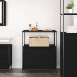Berkfield Home Durable Bathroom Cabinet with Shelves Black Oak 76.5x35x95 cm