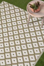 Homescapes Luxury Outdoor Rug Waterproof Reversible, Green May Geometric in Olive - Size: 120 cm x 180 cm - thumbnail 2
