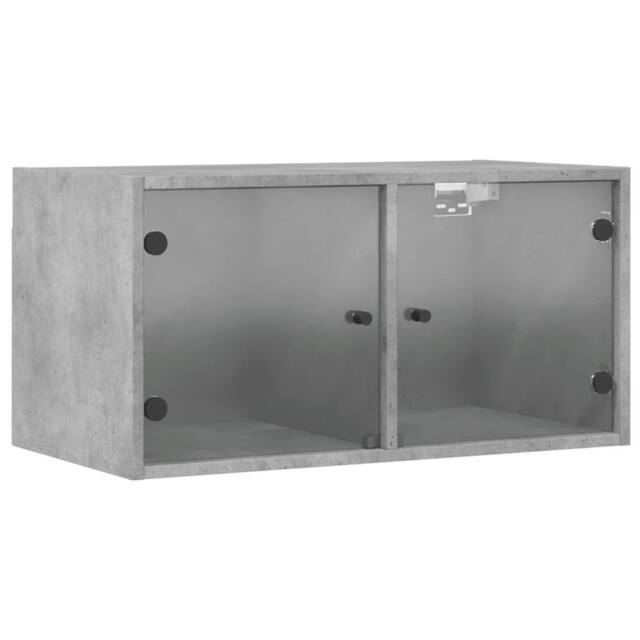 Berkfield Home Wall Cabinet with Glass Doors Concrete Grey 68.5x37x35 cm - image 1