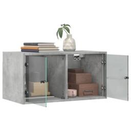 Berkfield Home Wall Cabinet with Glass Doors Concrete Grey 68.5x37x35 cm - thumbnail 5