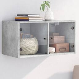 Berkfield Home Wall Cabinet with Glass Doors Concrete Grey 68.5x37x35 cm - thumbnail 2