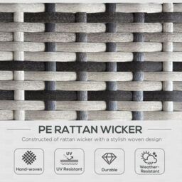 OUTSUNNY Recliner Rattan Sun Lounger w/ Storage Tea Table & Footstools in Grey - thumbnail 4