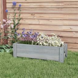 EONLION Grey-Wooden Garden Raised Bed Planter Box in Grey - Size: 100g - thumbnail 1