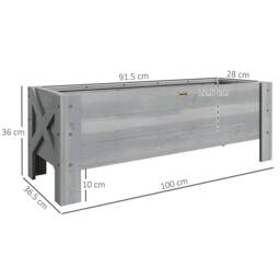 EONLION Grey-Wooden Garden Raised Bed Planter Box in Grey - Size: 100g - thumbnail 2