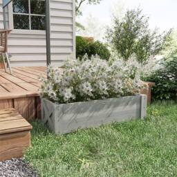 EONLION Grey-Wooden Garden Raised Bed Planter Box in Grey - Size: 100g - thumbnail 3